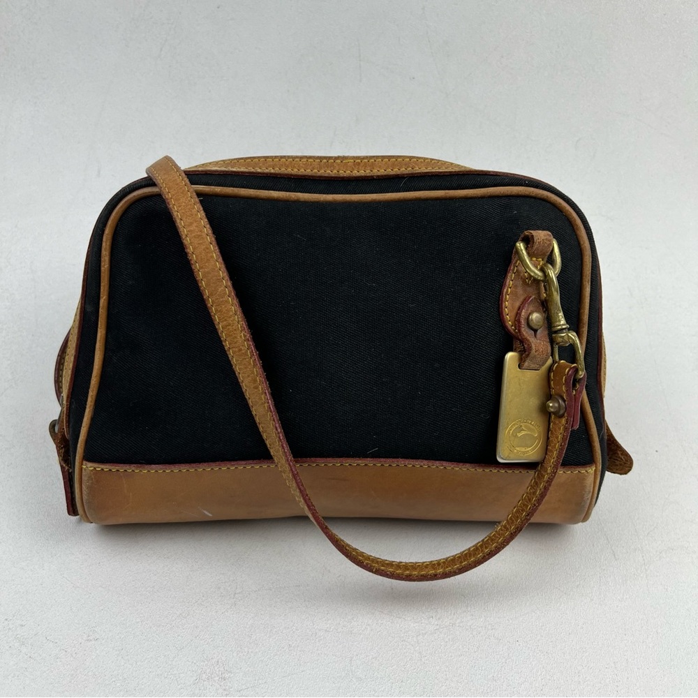 Vintage Dooney and Bourke Cabriolet Black Canvas and Vachetta Leather Crossbody